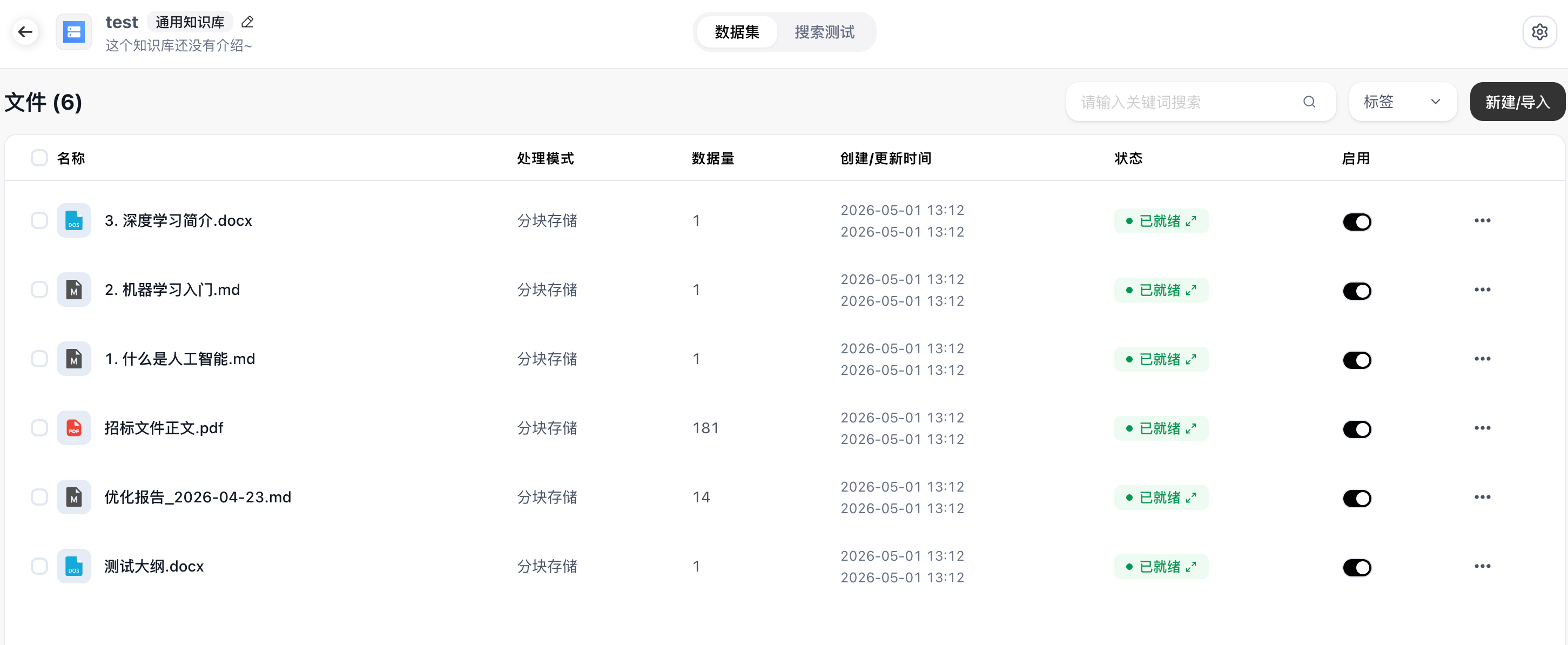 图 5.41 FastGPT 知识库文件管理