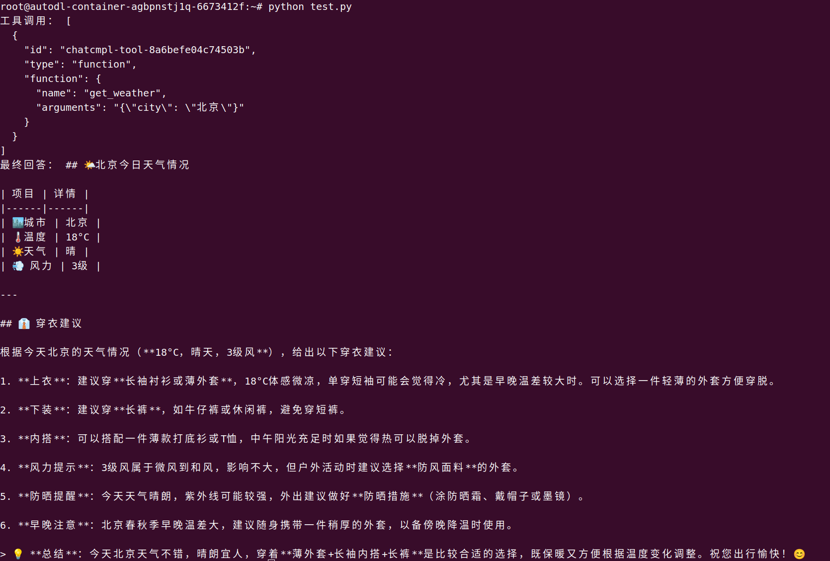 vLLM 工具调用测试结果